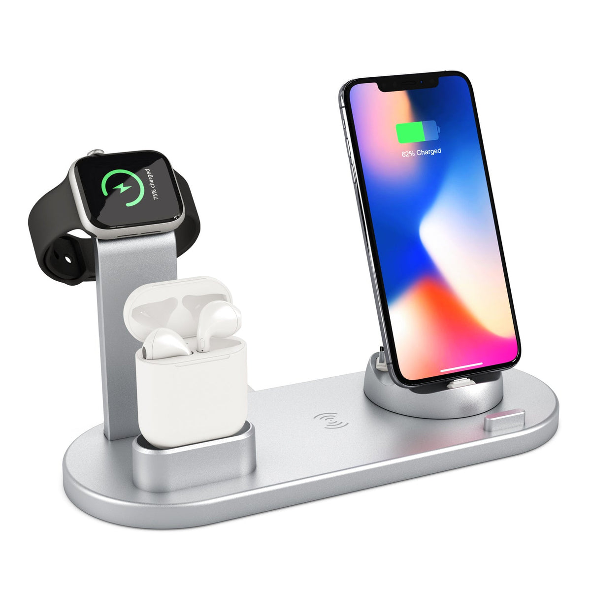 4-in-1 Wireless Charging Station – 15W Fast Charge for iPhone, Apple Watch, AirPods & Android
