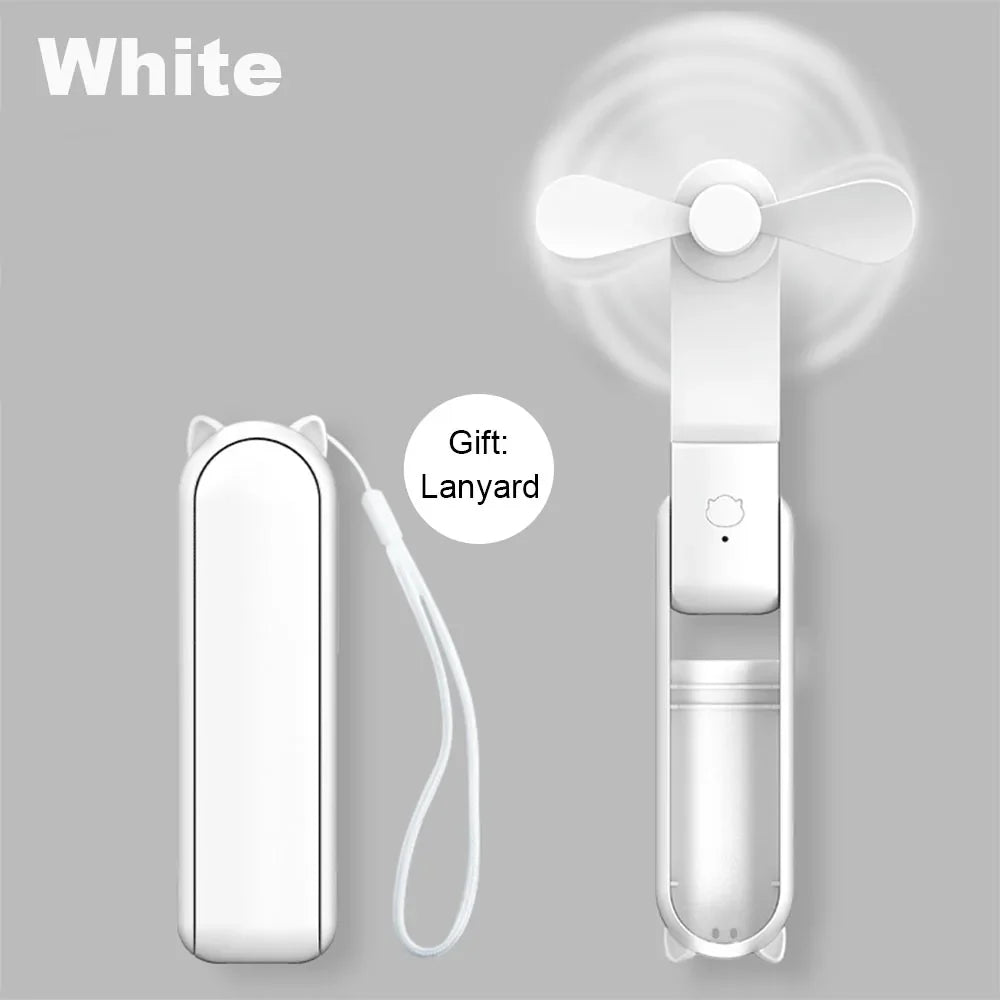 Portable Fan Mini Handheld Fan 2000mAh USB Rechargeable with Handy Power Bank Small Hand Held Foldable Pocket Fan for Travel