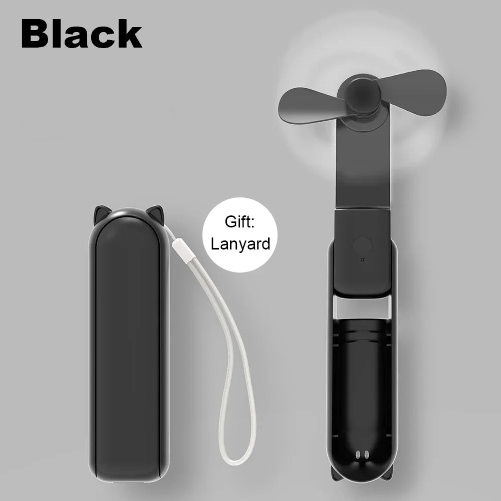 Portable Fan Mini Handheld Fan 2000mAh USB Rechargeable with Handy Power Bank Small Hand Held Foldable Pocket Fan for Travel