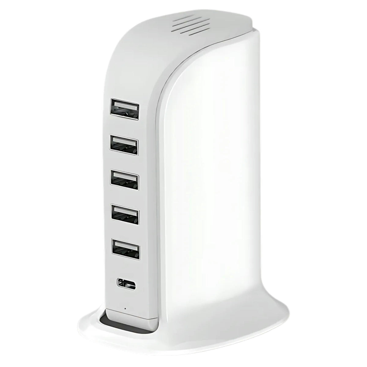 6-in-1 USB Charging Station – 40W Charger Block with 5 USB Ports (Shared 6A) & 3A USB-C Port, Multiport Desktop Charging Hub for Travel & Multiple Electronics